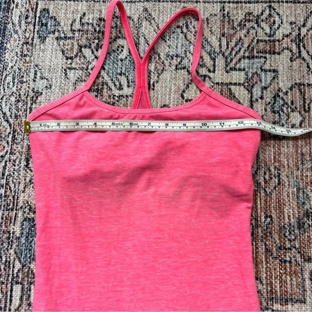 Lululemon Power Y Luon Heathered Neon Pink Tank Size 6